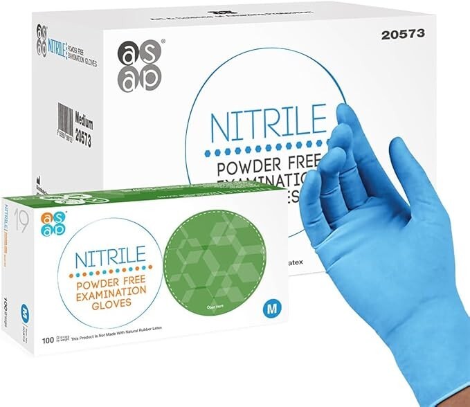 100 Blue Nitrile Disposable Exam/Medical Gloves 3 Mil, Latex & Powder Free