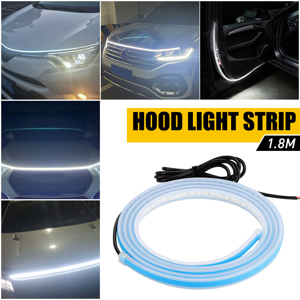 DRL 12V Car Hood LED Daytime Running Light Strip Waterproof Flexible Lamps 180cm