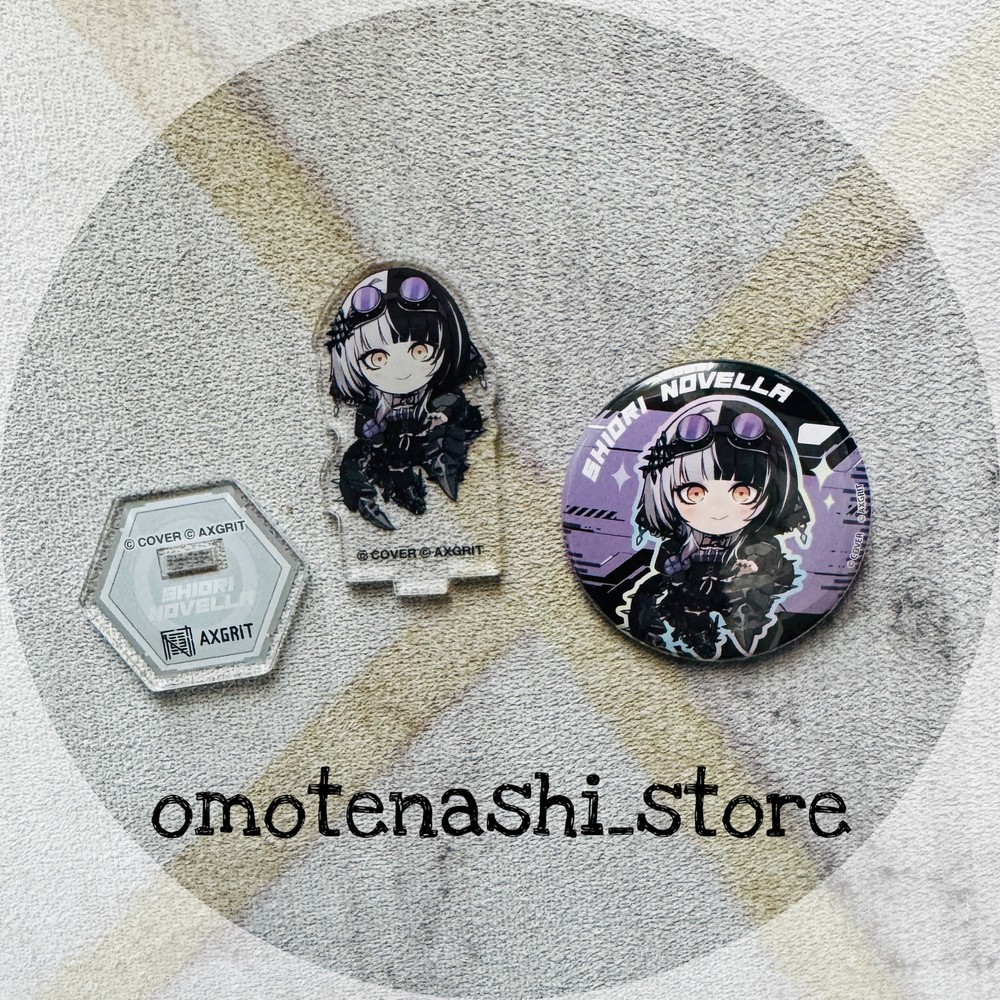 Hololive Advent Shiori Novella Mini Acrylic Stand & Tin Badge Set