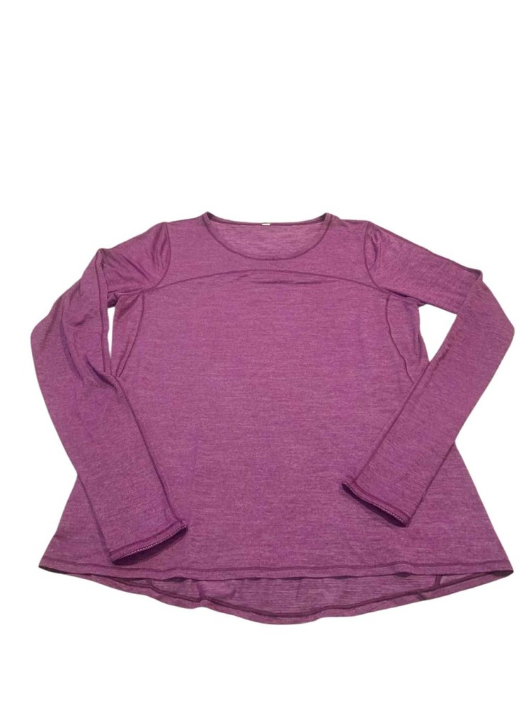 Lululemon Long Sleeve Top Shirt Heathered Purple Flowy Reflective Cuff Running