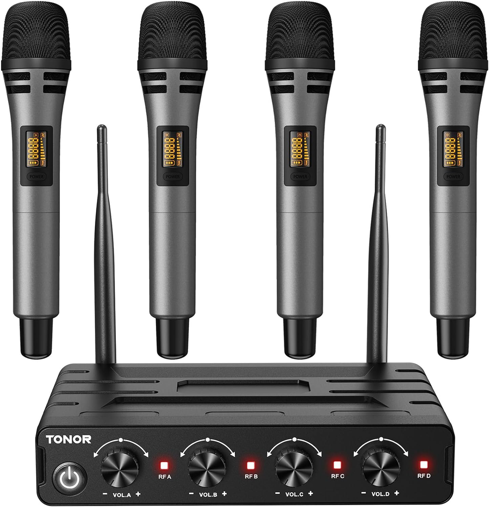 4X10 Channel Wireless Microphone System with Cordless Handheld Mics for Clear Audio