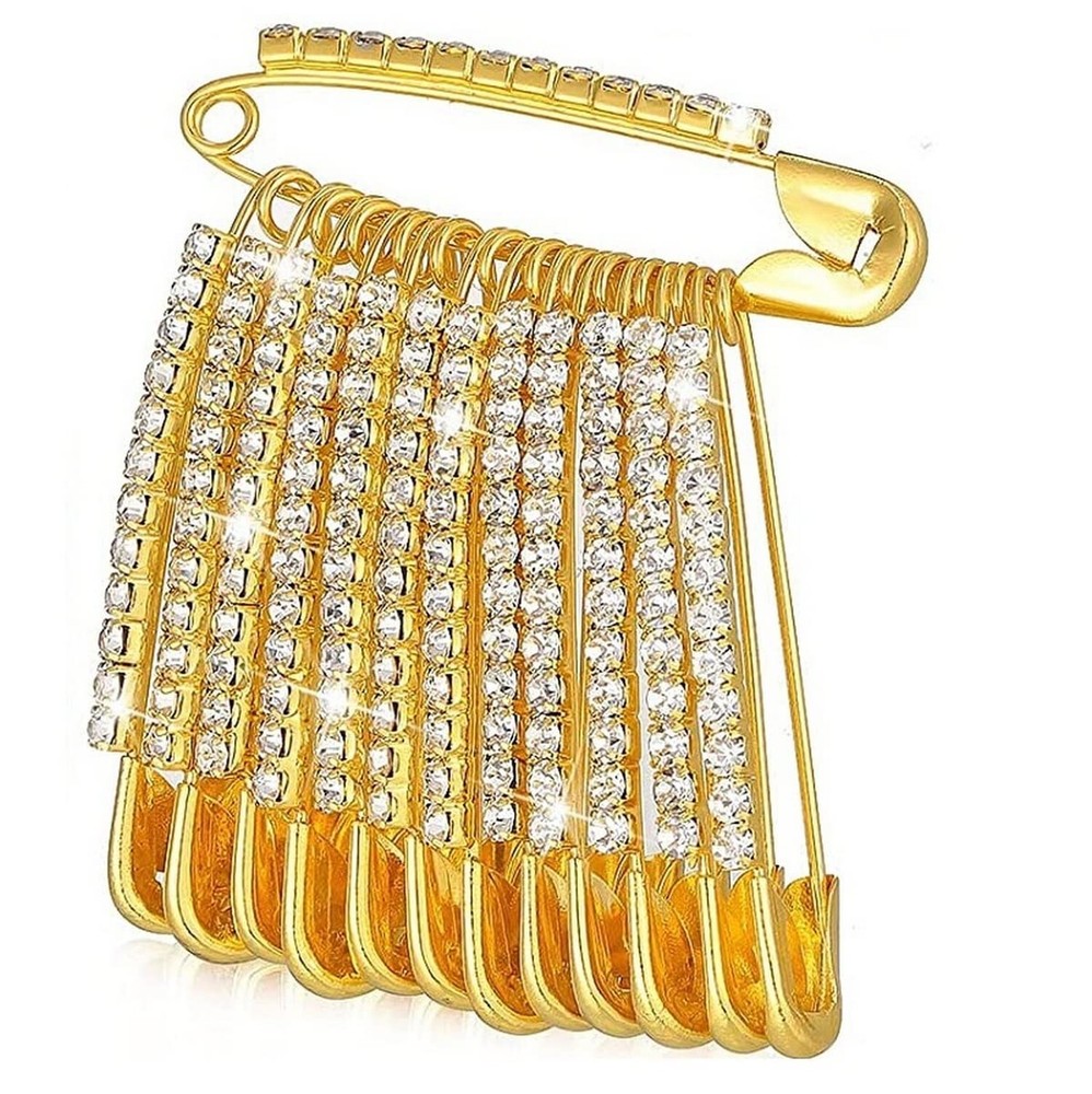 Crystal Rhinestone Bling Safety Pin Brooch for Quilting Clothes Sweaters