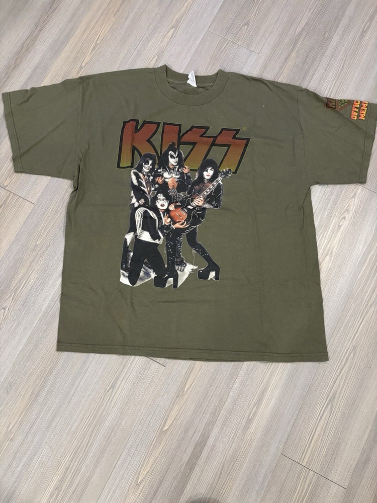 Vintage Y2K Kiss Army Double Sided Graphic tee Green mens size large
