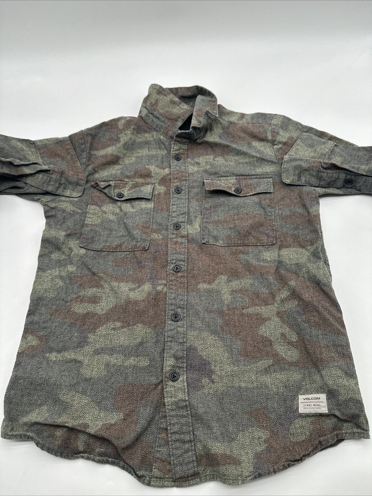 Volcom Long Sleeve Button Up Shirt Men Small Camouflage Multicolor..#19275