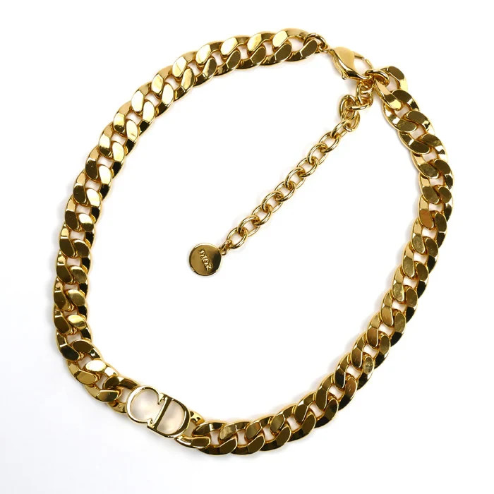 Christian Dior Danseuse Etoile Choker Necklace Gold Metal With Box Authentic