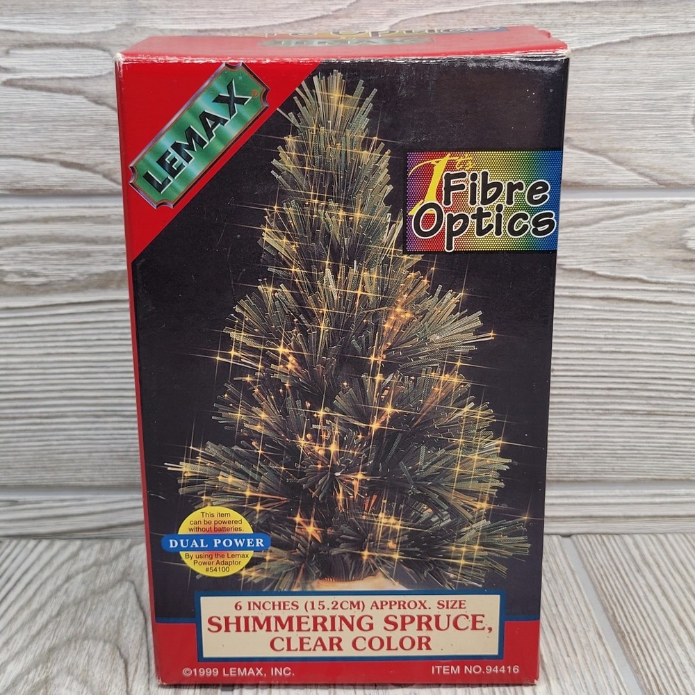 Lemax Shimmering Spruce Clear Fiber Optics Lighted Christmas Tree 6 in MCM Vtg