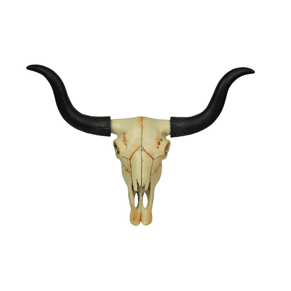 14 Inch Longhorn Steer Skull Resin Home Decor Western Statue Stand Desk Art