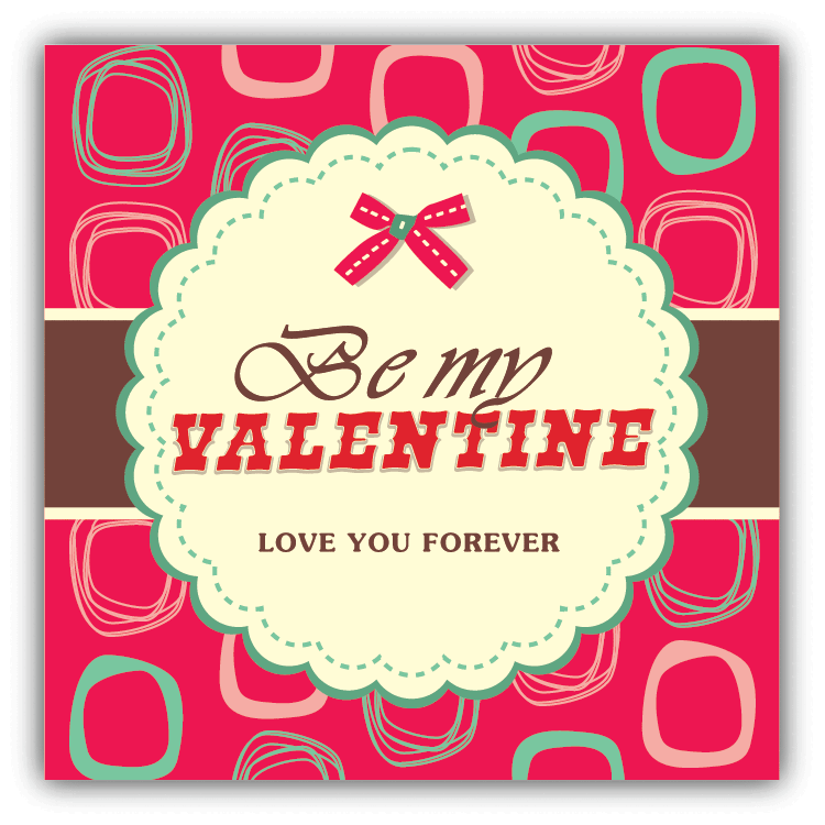 Retro Be My Valentine Car Bumper Sticker Decal for Vintage Lovers