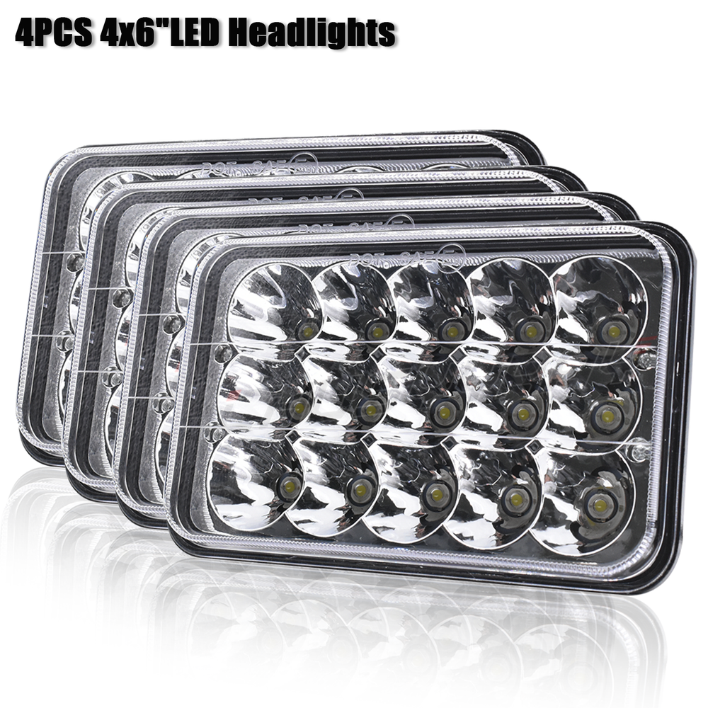 4PCS 4x6 Inch LED Headlights Hi/Lo Beam for 1980-1986 Chevy C10 Pickup Truck