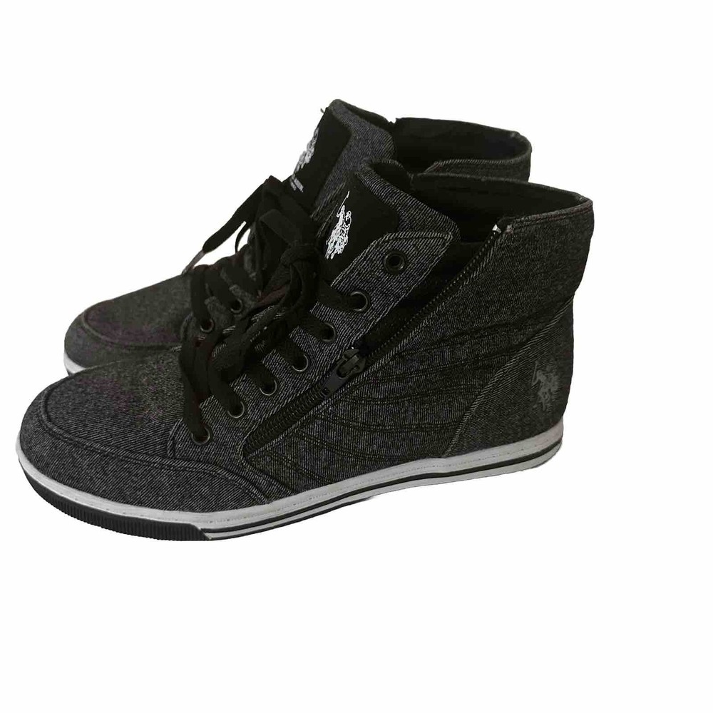 U.S. Polo Association Womens Size 7 Sneakers Ankle Fashion Shoes Canvas Gray.