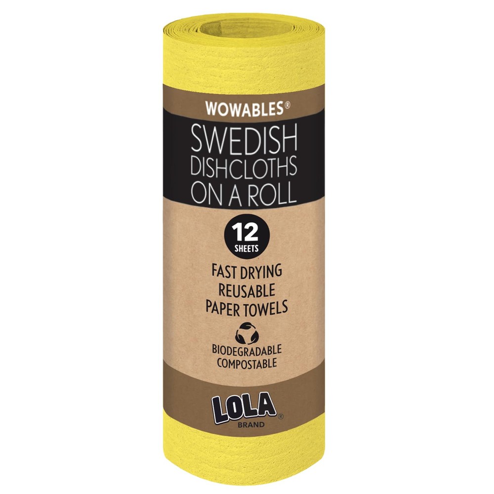 LOLA Swedish Dishcloths on a Roll 12 Pack, Sustainable Cleaning, Cellulose Sp...