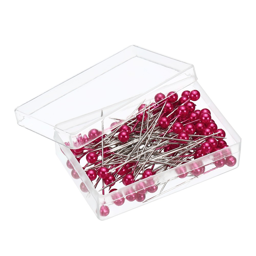Pearlized Ball Head Sewing Pins Set for Quilting in Red