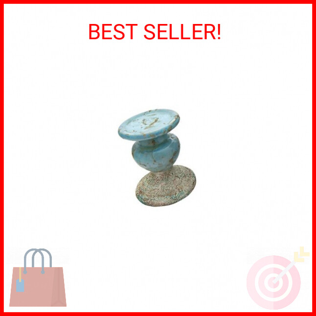 Distressed Blue Terracotta Pillar Candle Holder by Creative Co-Op