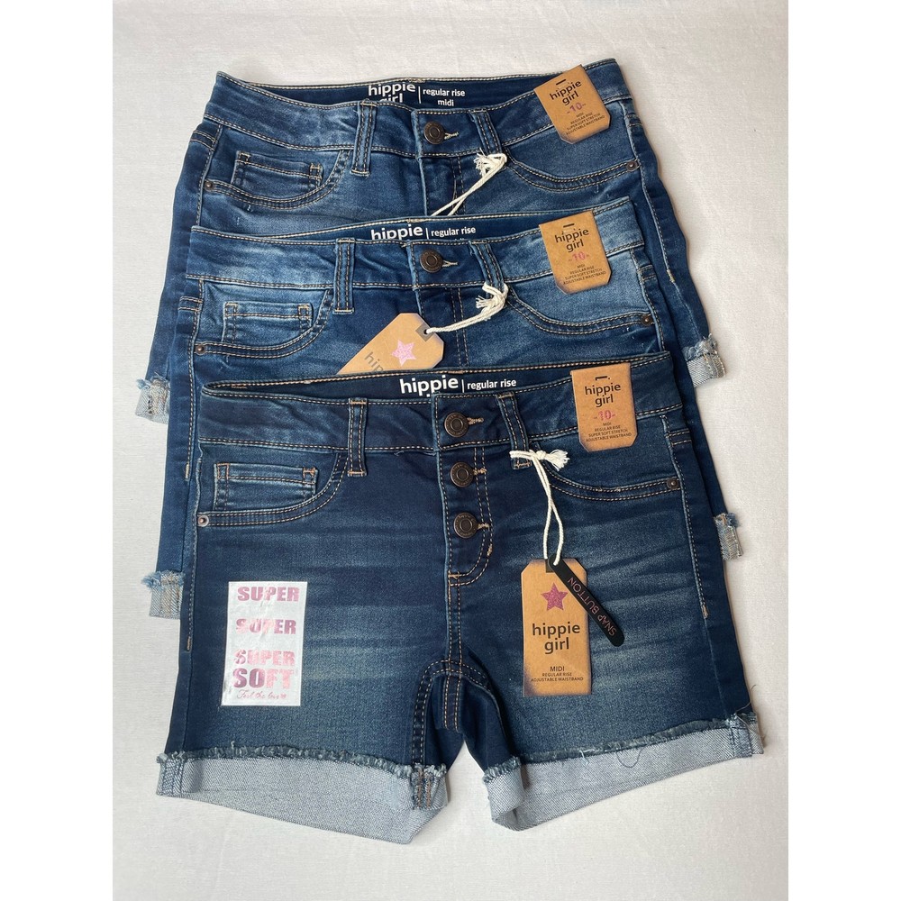Hippie Girl Stretch Denim Shorts Midi Rise Size 10 Pack of 3 NWT