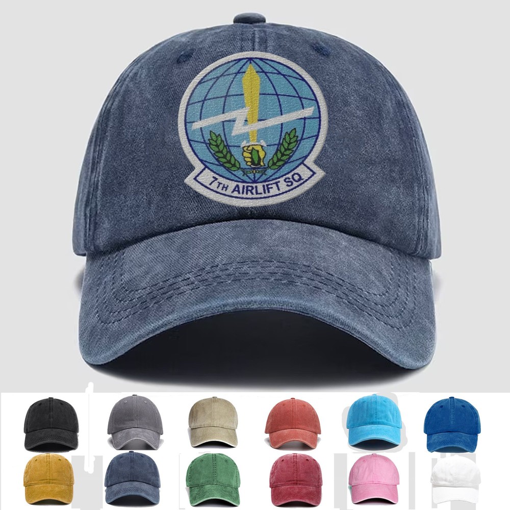 Custom Embroidered Hat 7th Airlift Squadron, Veteran Cap, Trucker Hat, Gift Idea