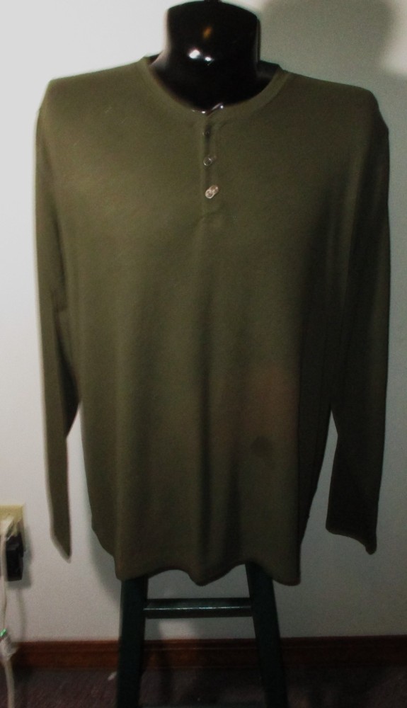 LUCKY BRAND Green ThermalLong Sleeve Henley Shirt Size XXL