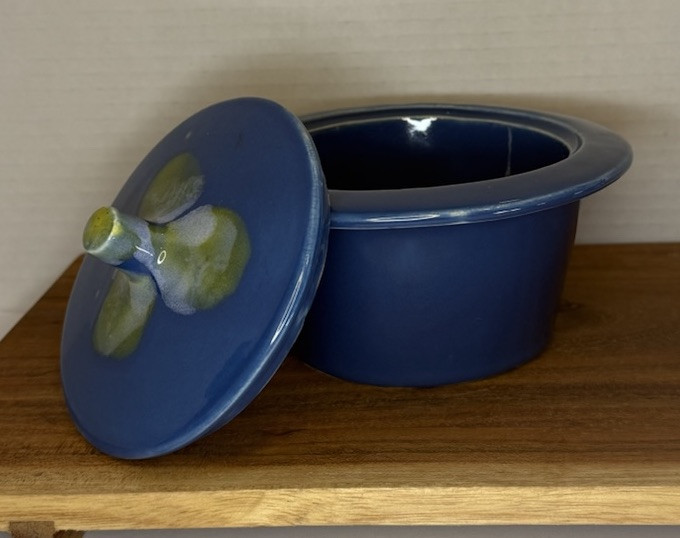 Blue Floral Ceramic Pot 6” Long 2.5” Tall