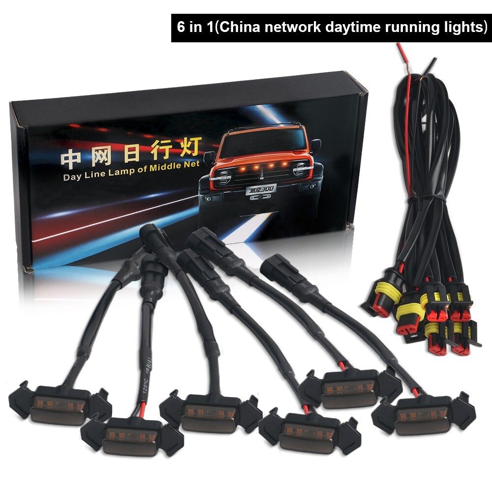 6pcs Smoked Front Grille Led Amber Lights Light For Toyota 4Runner 2014-2019