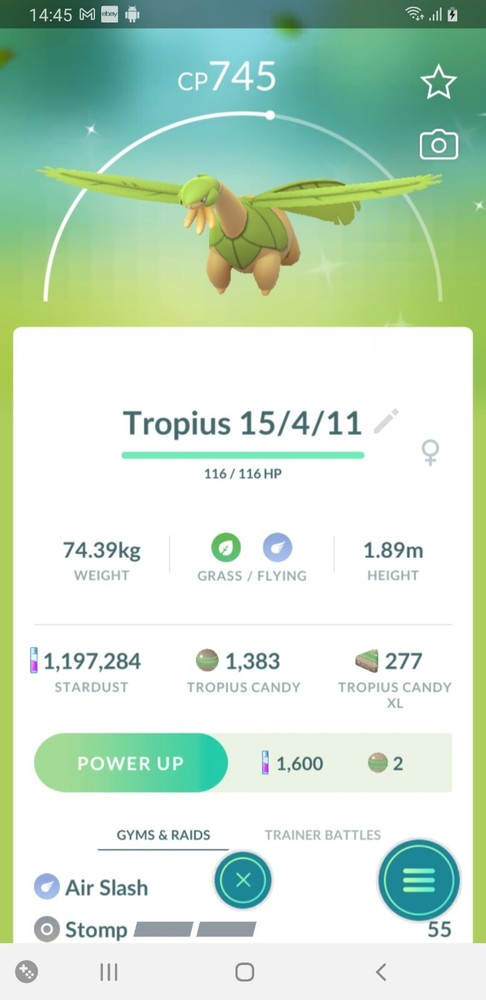 Shiny Tropius in Pokemon Go for Registered or Ultra Friends