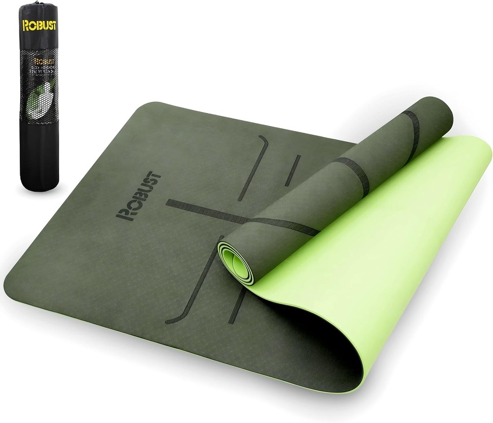 Non-slip TPE yoga mat 72x24 inches with position lines and 1/4 inch thickness for workouts