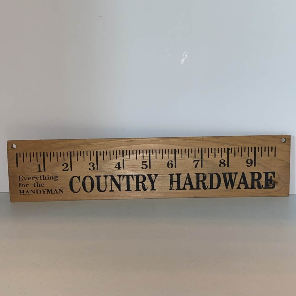 Vintage Barn Wood Wall Sign Art Plaque Folk Art Farm Country Hardware Ruler