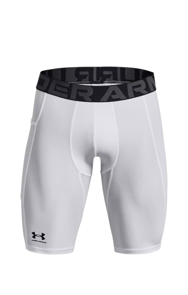 Under Armour 1361602 UA HeatGear Armour Compression Long Shorts White Size Small