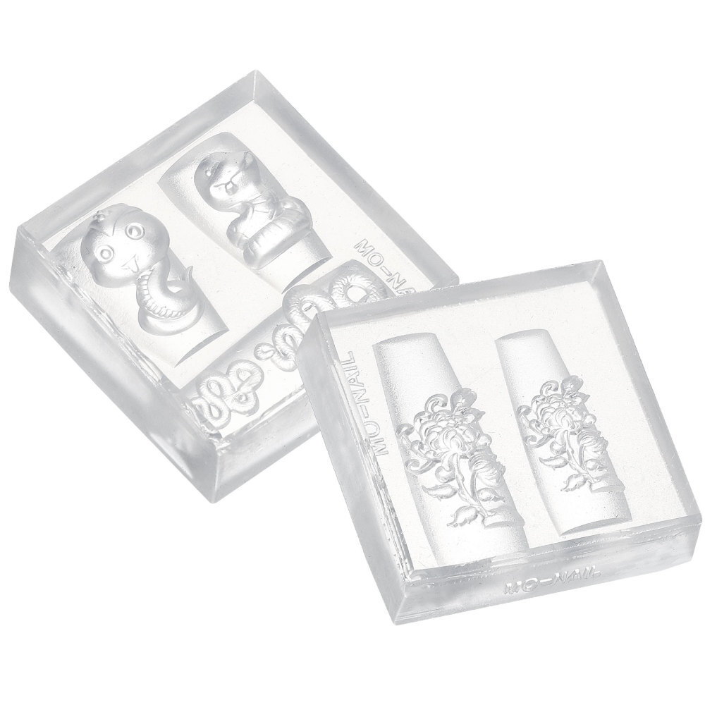 2 Pcs Nail Decals Art Carving High Transparency Silicone Mold