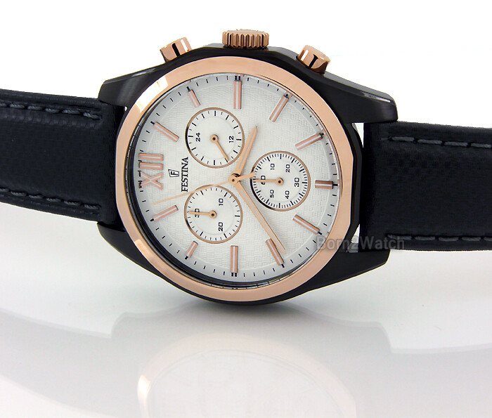 FESTINA F16861/1 MEN CHRONOGRAPH 43mm ROSE GOLD LEATHER *SUPER CLEARANCE SALE*-image