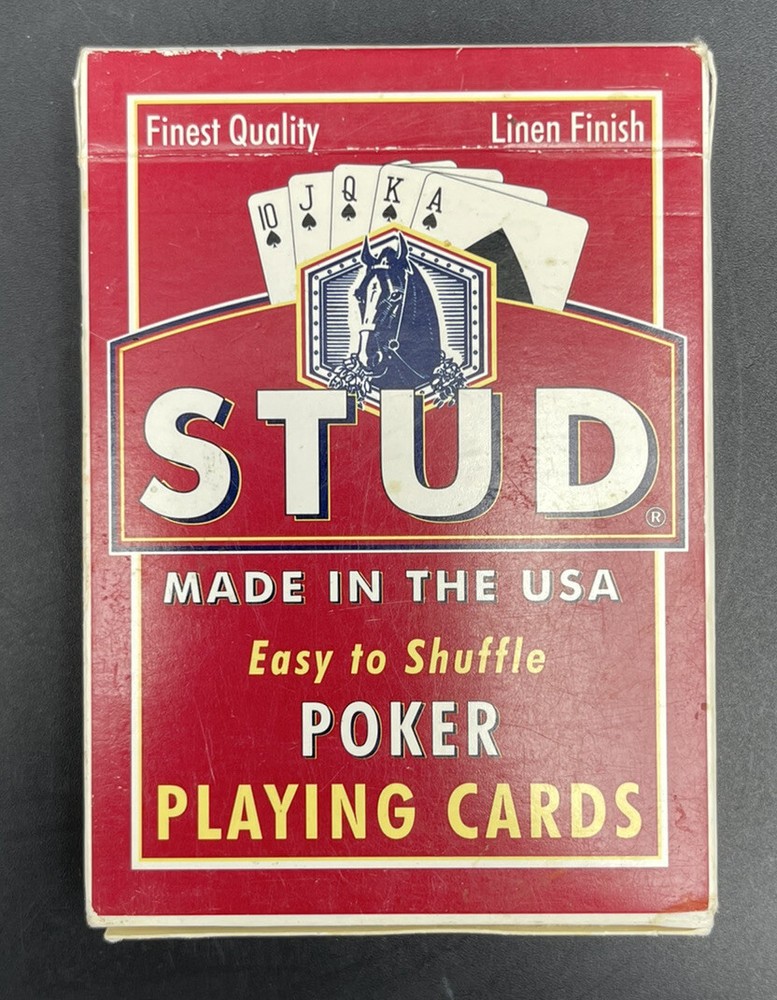 Stud Poker Playing Cards Linen Finish Made In The USA Red Pre-Owned