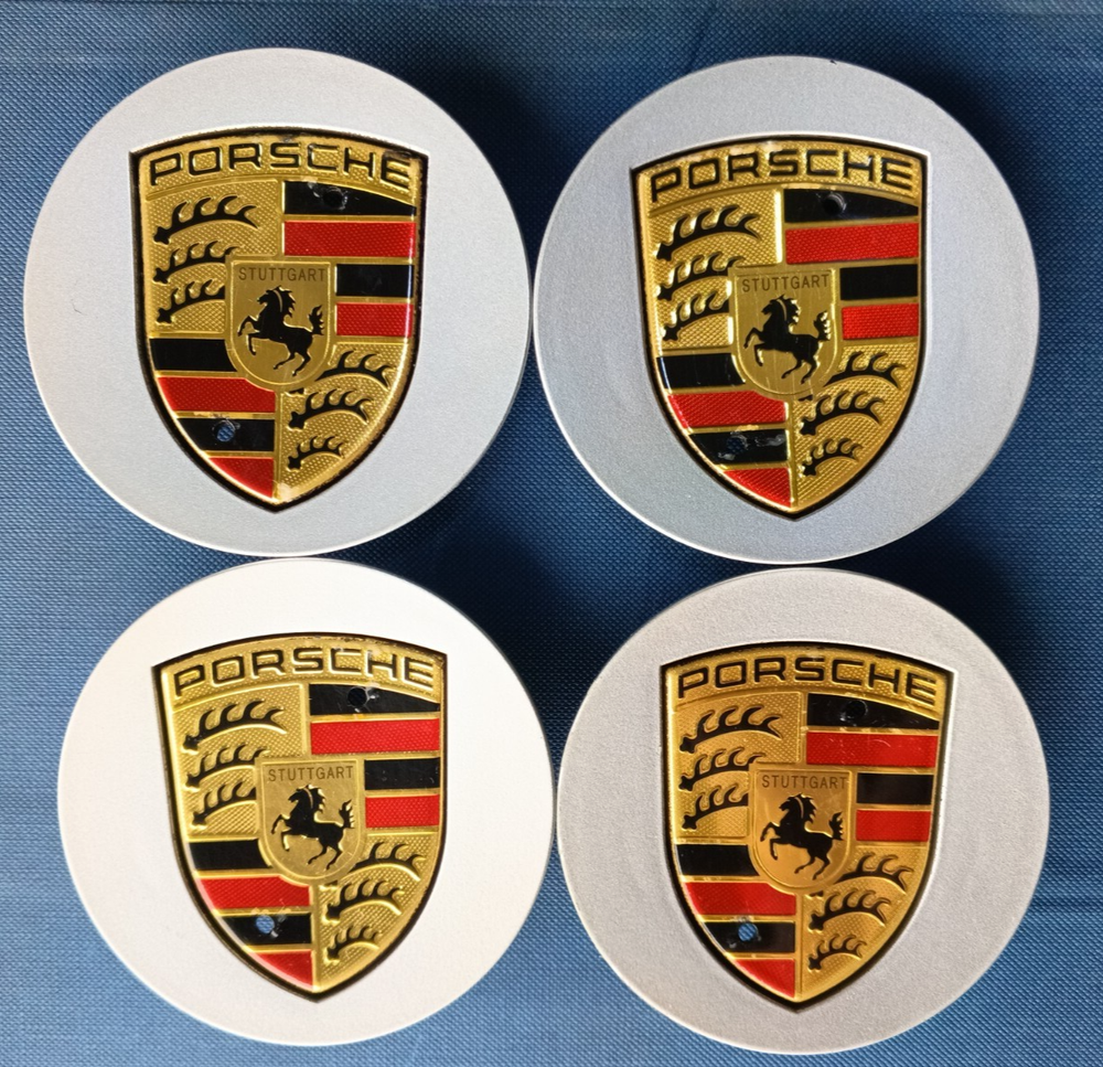 Porsche Cayenne alloy wheel cap cover with silver logo 7L5601149E set of 4