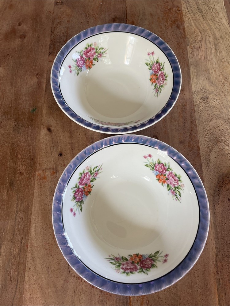 3 YAMATSU Japan Serving Bowls Lustre Scalloped Rim 7