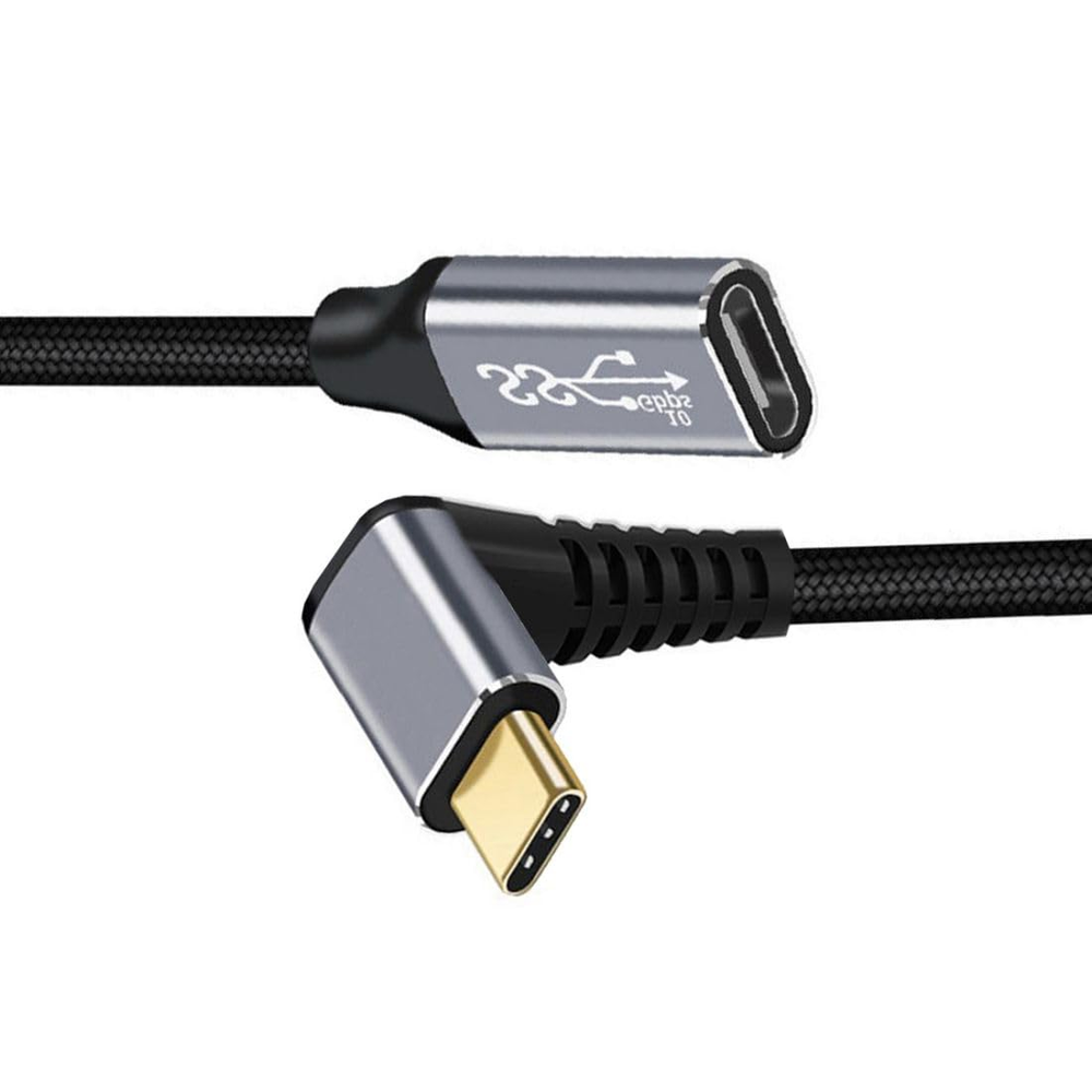 USB 3.1 Type C Male to Female 90-Degree Angled Extension Cable 10Gbps