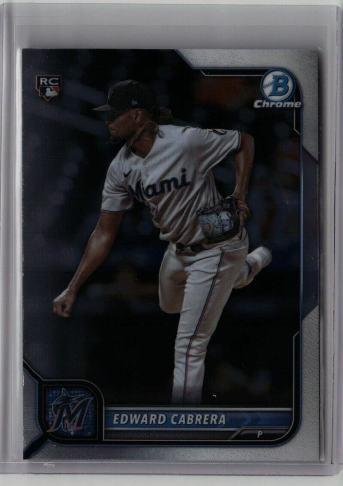 EDWARD CABRERA ROOKIE BOWMAN CHROME 2022 MLB MIAMI MARLINS RC #44 FREE SHIPPING