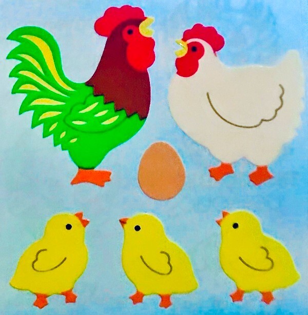 CHICKEN FAMILY Kromekote Sandylion Stickers **VINTAGE**