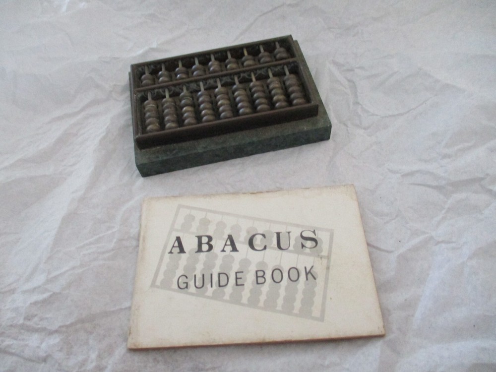 mini abacus with book  vintage heavy paperweight 3.5x2.5