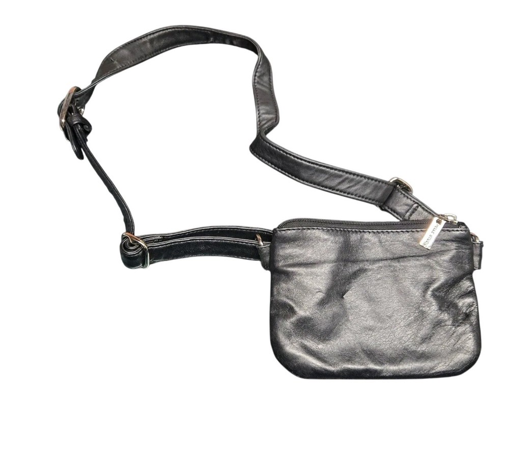 Vintage Wilsons Leather Pelle Studio Small Black Crossbody Strap Purse Belt Bag