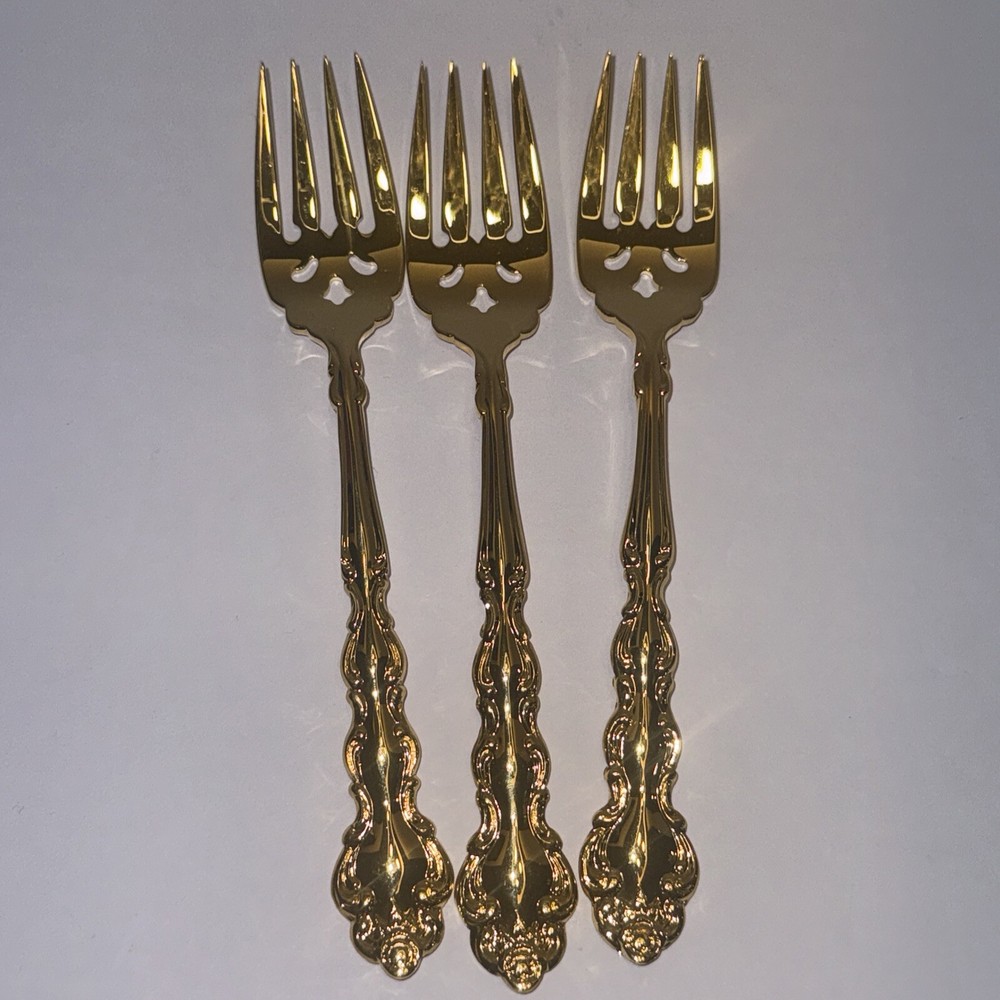 Oneida Community GOLD BEETHOVEN 3 Salad Fork Gold Elctroplte Silverware Flatware