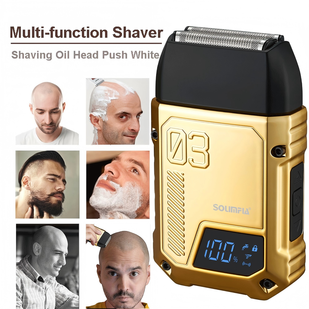 Cordless USB Electric Beard Shaver for Men with LED Display