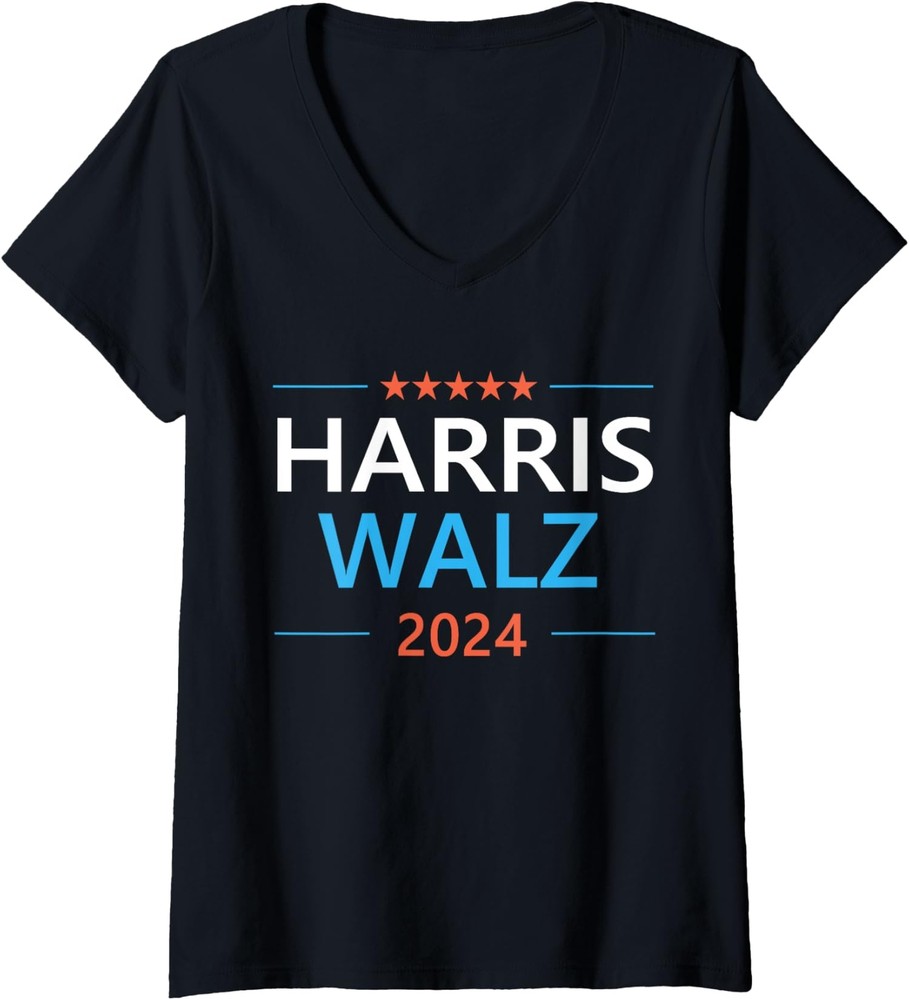 Harris Walz 2024 For President Patriotic Kamala Ladies' V-Neck Tshirt