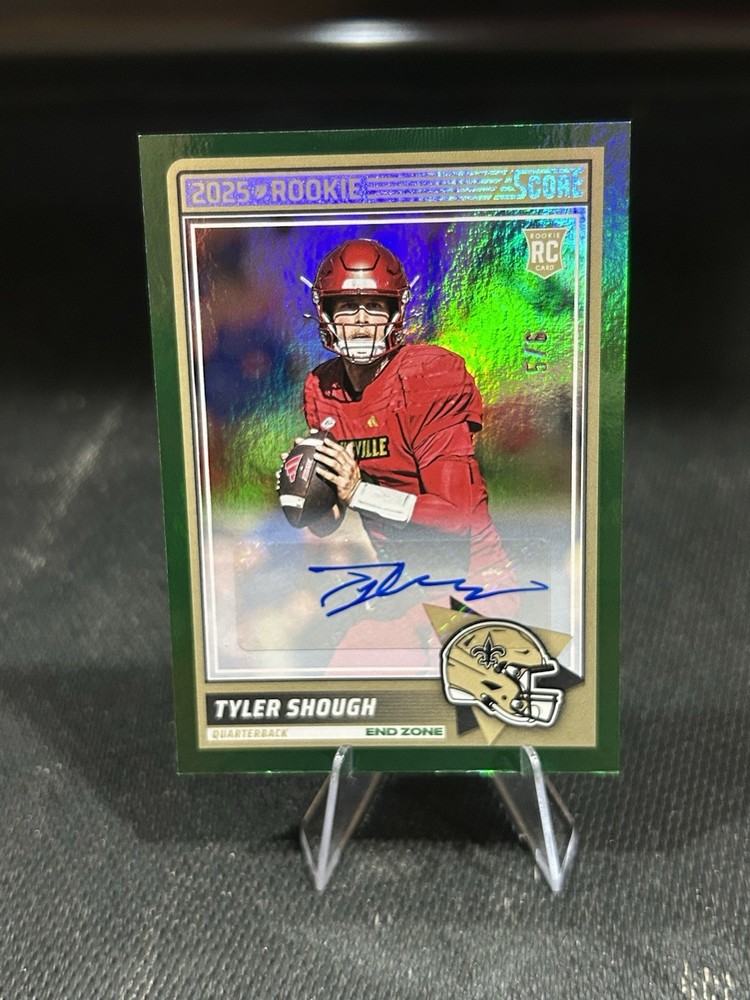 2025 Score TYLER SHOUGH END ZONE AUTO GREEN /6 RC NEW ORLEANS SAINTS *READ*