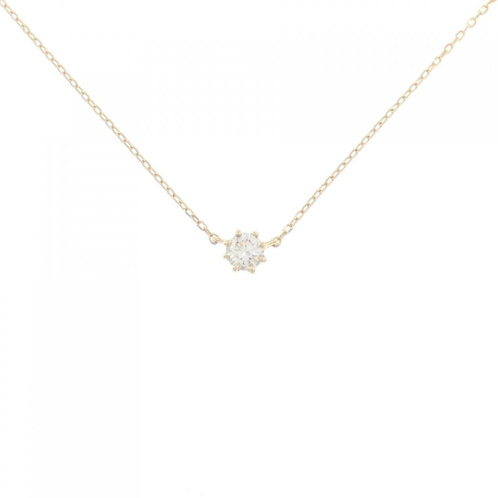 Authentic K18YG Solitaire Diamond Necklace 0.10CT  #260-006-428-2923
