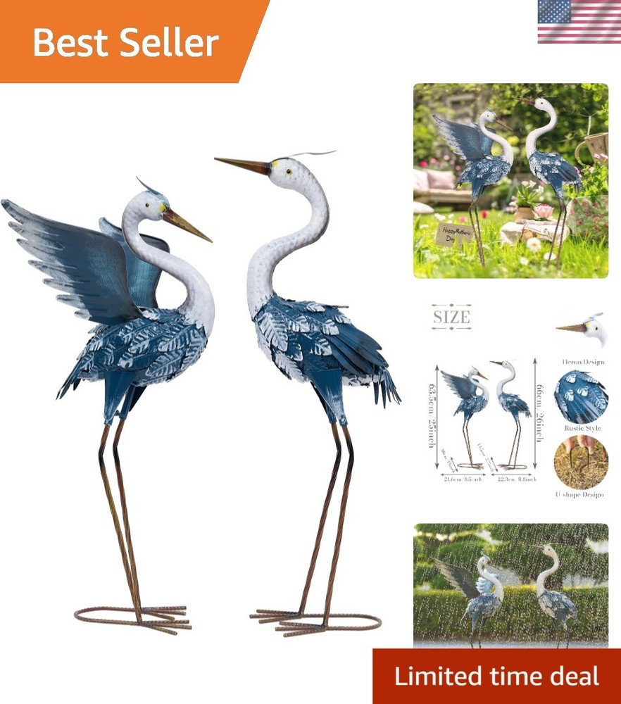 Waterproof Blue Heron Garden Statues - 25-26
