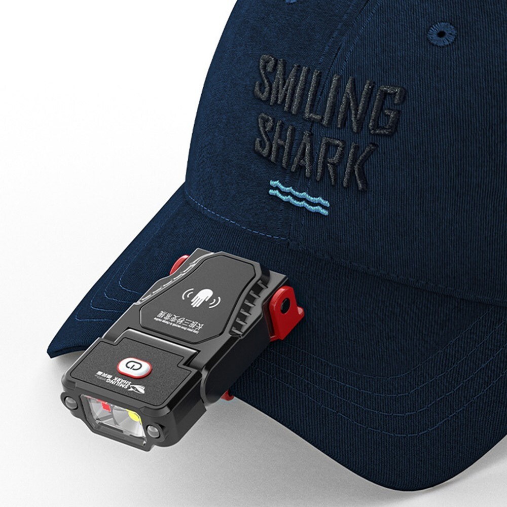 Rechargeable Induction USB LED Headlamp Clip on Cap Hat Light Torch Fishing Lamp