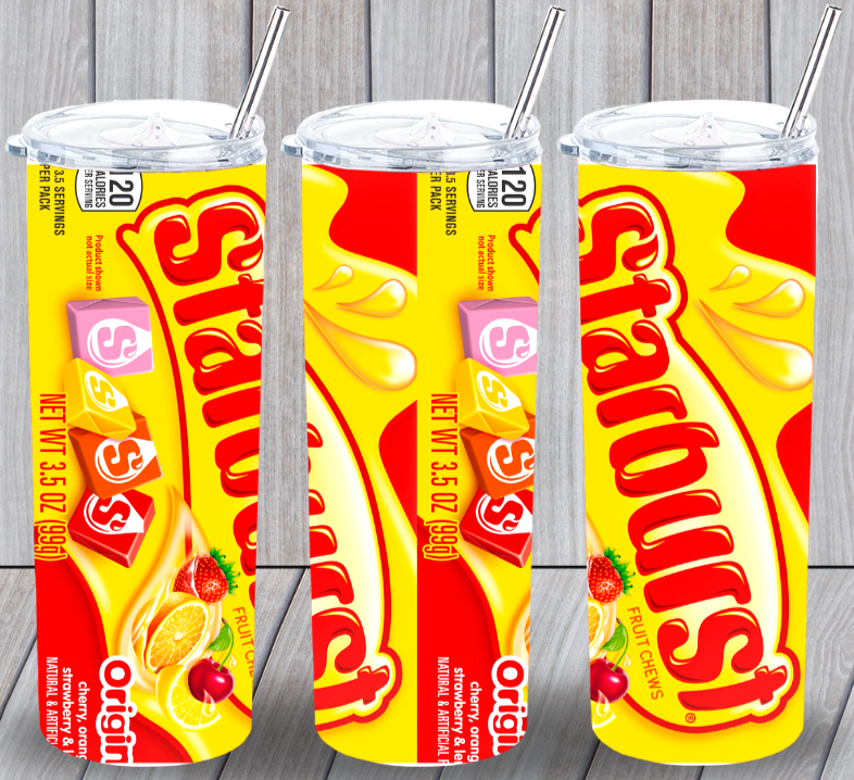 Starburst 2 Original Multicolor 20oz Insulated Tumbler Lid Plastic Straw New