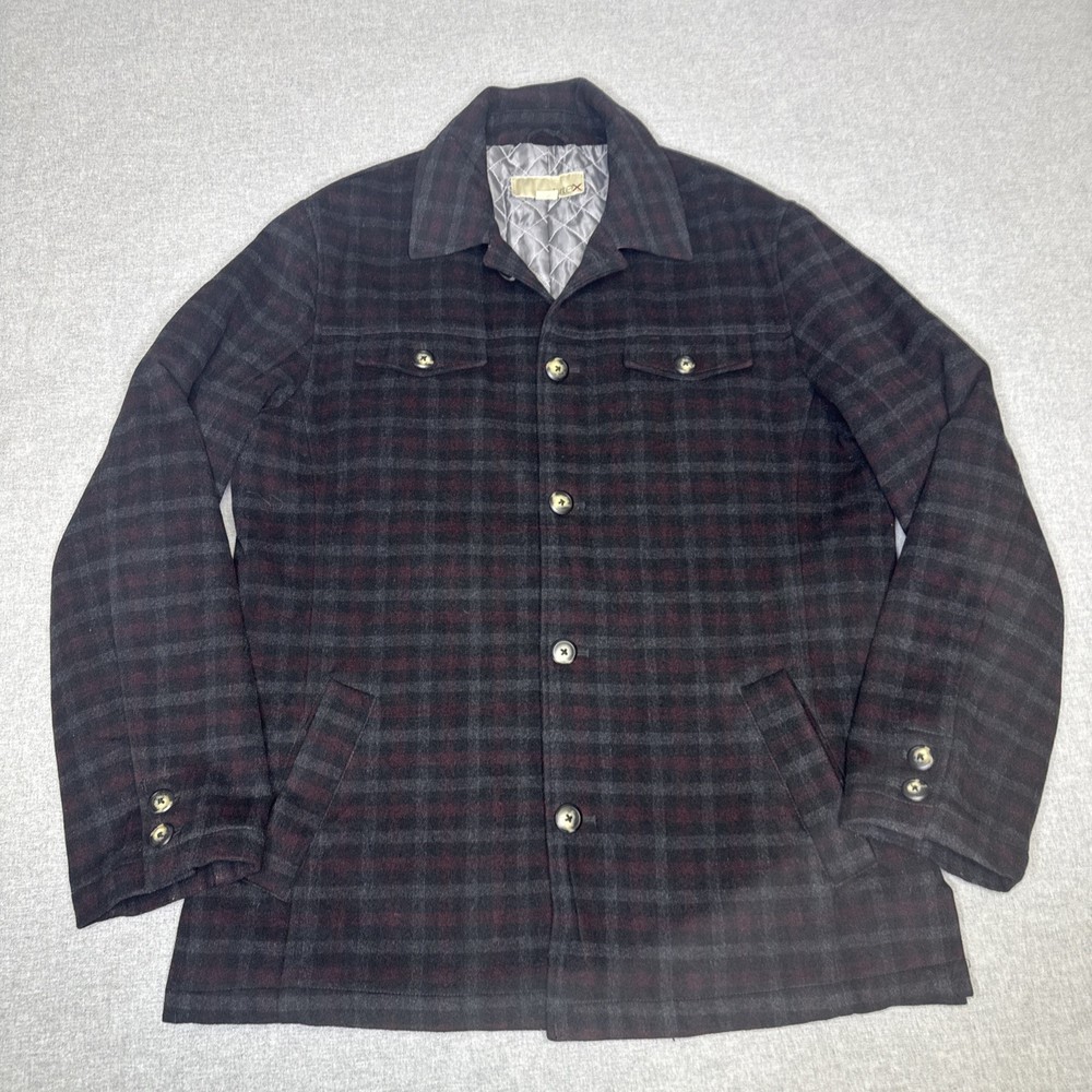 Utex 60% Wool Blend Shacket Jacket Shirt Men’s Large - Quilted Lining - Plaid