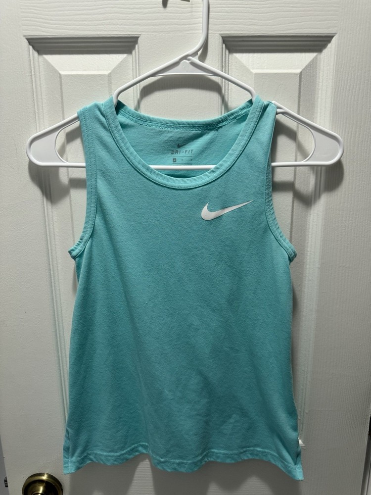 Nike Dri-FIT Turquoise Sleeveless Tank Top Kids Medium Activewear
