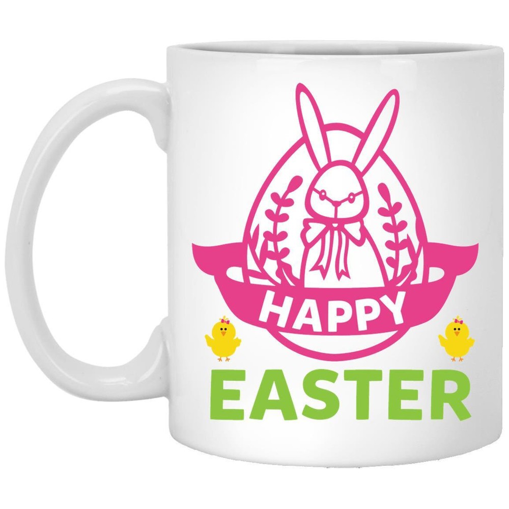 Easter Coffee Mug Gift for Mom Dad Grandma Grandpa or Brother - Cute Happy Easter Design  
