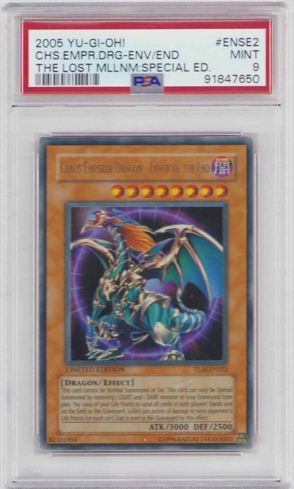CHAOS EMPEROR DRAGON YUGIOH 1ST EDITION HOLO TLM-ENSE2 PSA 91847650  MINT 9 2005