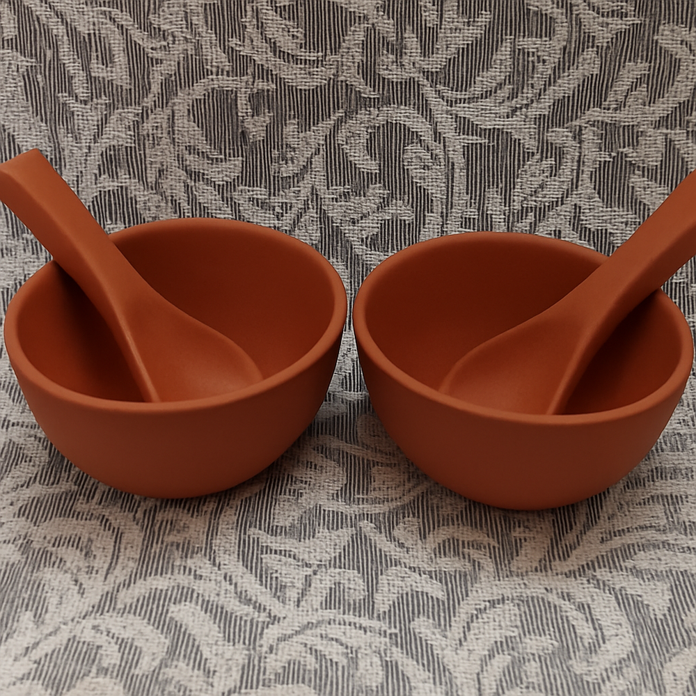 Set of 2 Handmade Terracotta Mortar & Pestle Sets – Natural Clay Spice Grinder
