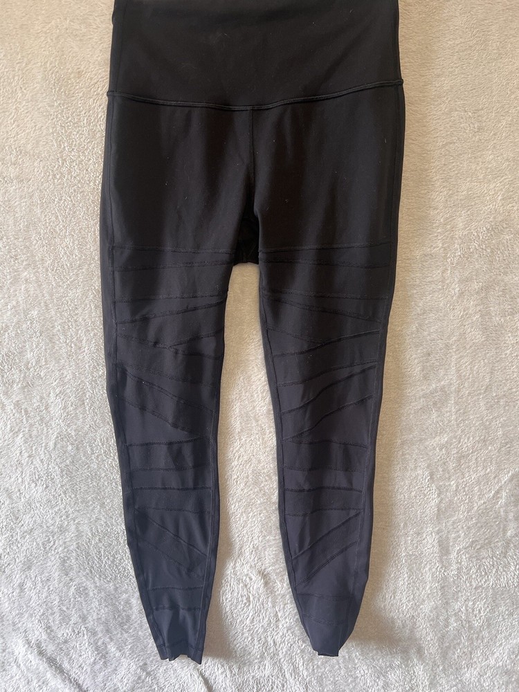 Lulemon Womens Black High-Waist Yoga Leggings Check Sizing in Photos